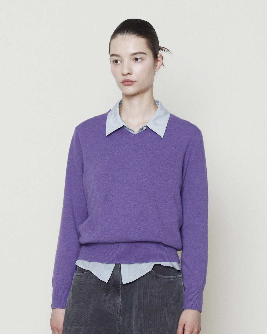 Brownyard - Extra Super Fine V Neck Knit (Purple) product image 1 | TRAB K-Fashion Australia