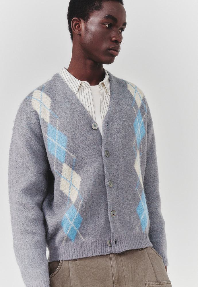 Art if acts - Argyle Mohair Knit Cardigan (Grey) product image 5 | TRAB K-Fashion Australia