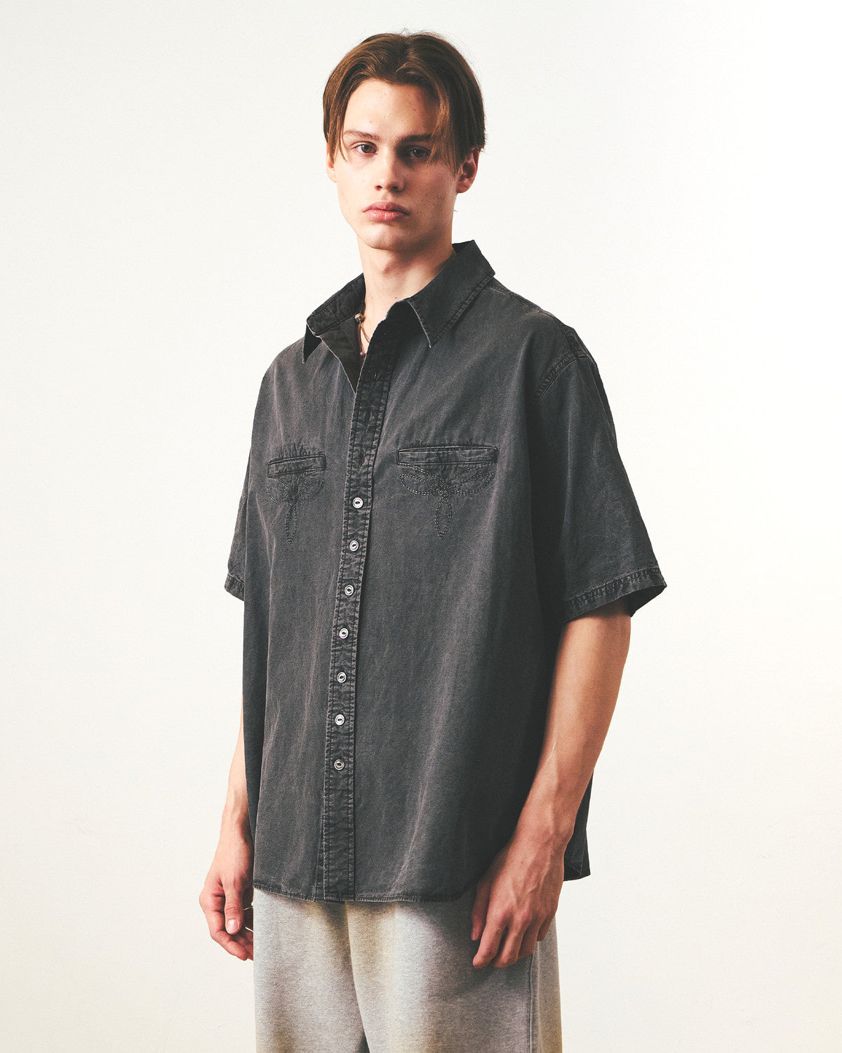 Eastlogue - Antique Country Half Shirts (Pigment Black Linen) product image 3 | TRAB K-Fashion Australia
