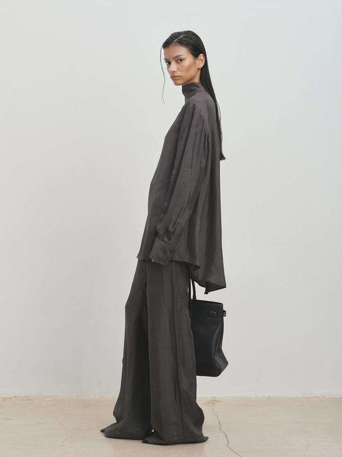 Tonywack - Liquid Oversized High Neck Top (Grey Khaki) product image 2 | TRAB K-Fashion Australia