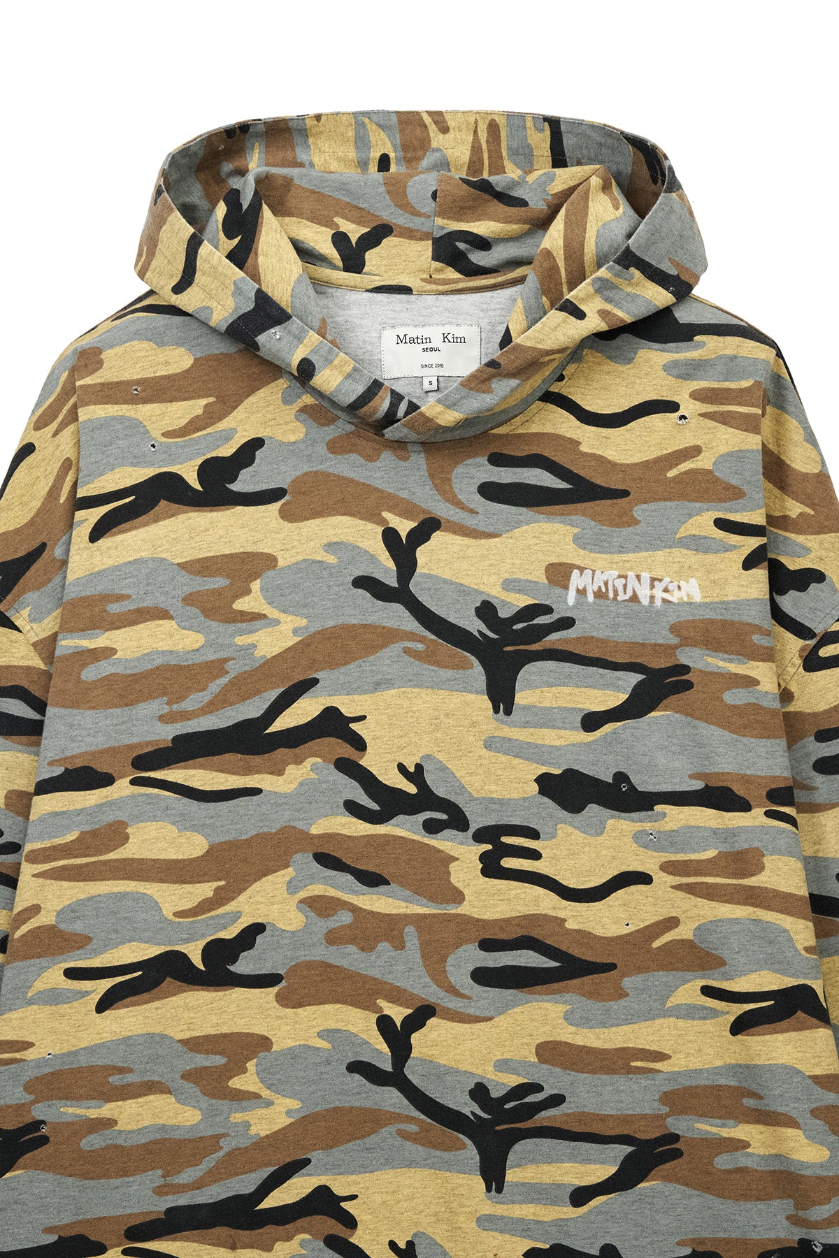 Matin Kim - Typo Artwork Camouflage Hoody (Camel) product image 3 | TRAB K-Fashion Australia