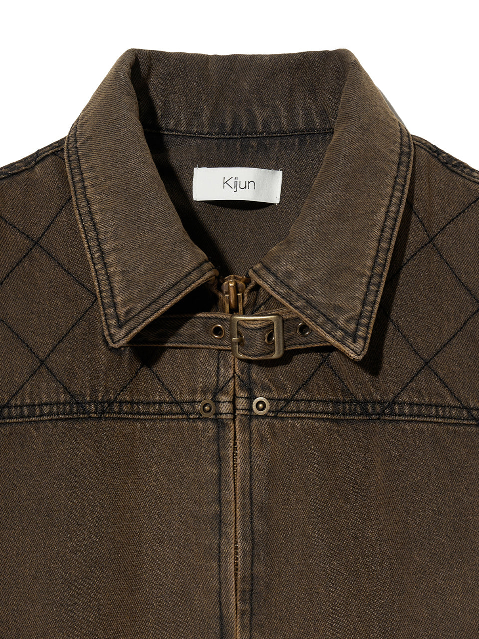 Kijun - Stitched Denim Jacket (Charcoal Brown) product image 9 | TRAB K-Fashion Australia