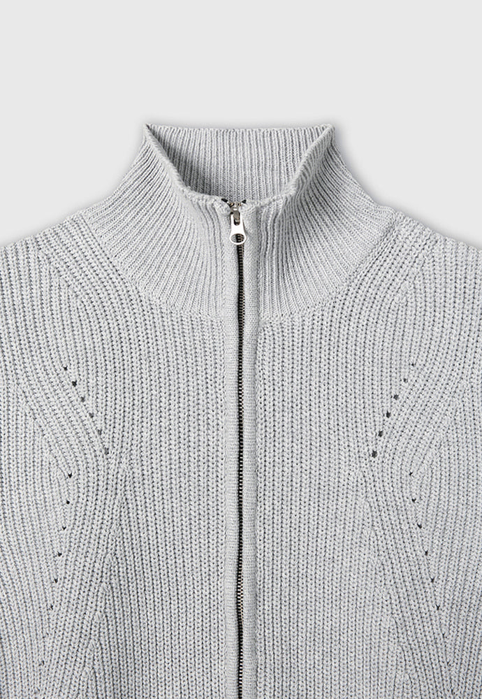Tonywack - Italian Cotton Hard Twist Zip-Up Knit (Light Grey) product image 9 | TRAB K-Fashion Australia