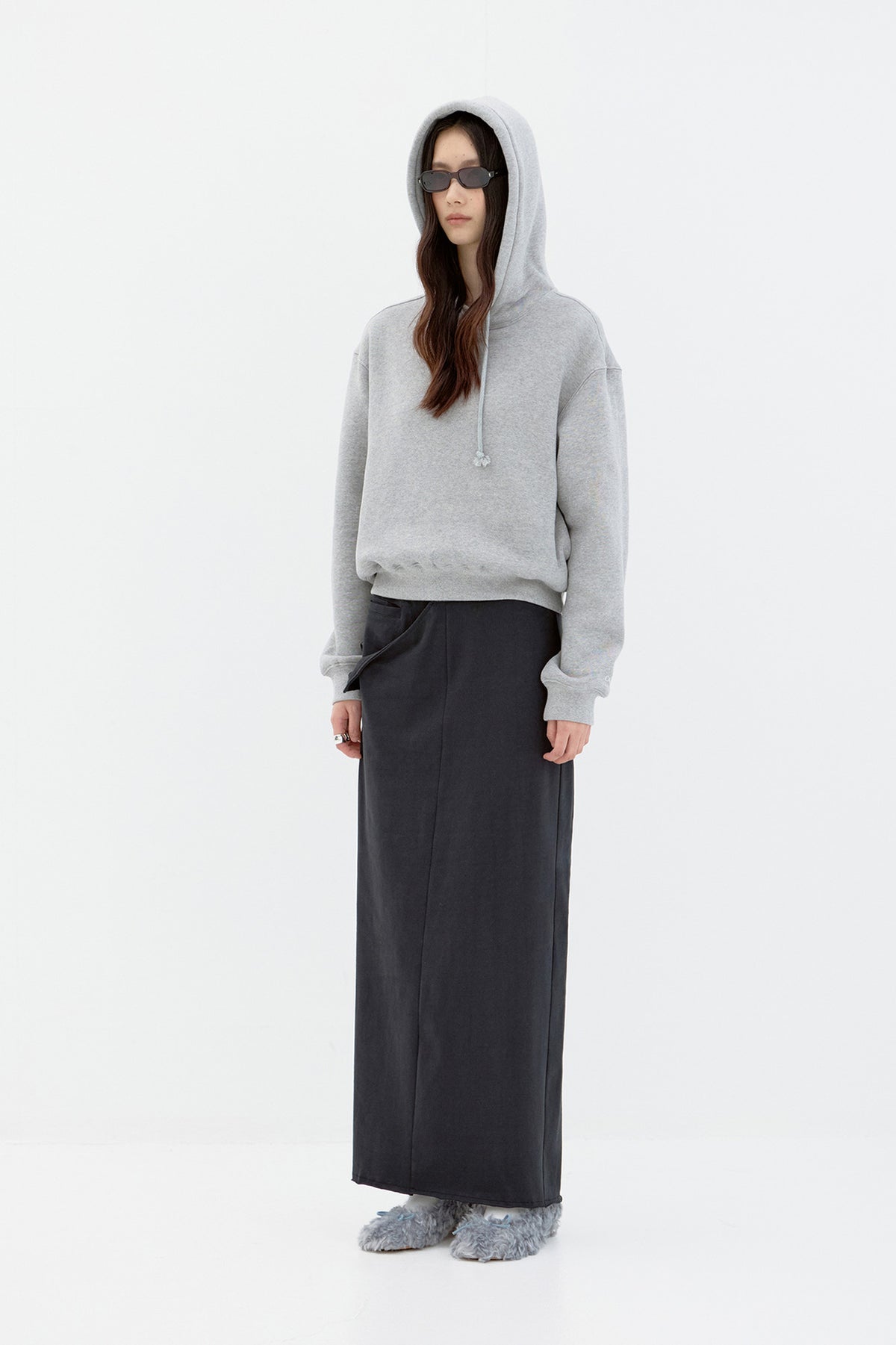 Coor - Curved Seam Jersey Long Skirt (Black) product image 3 | TRAB K-Fashion Australia