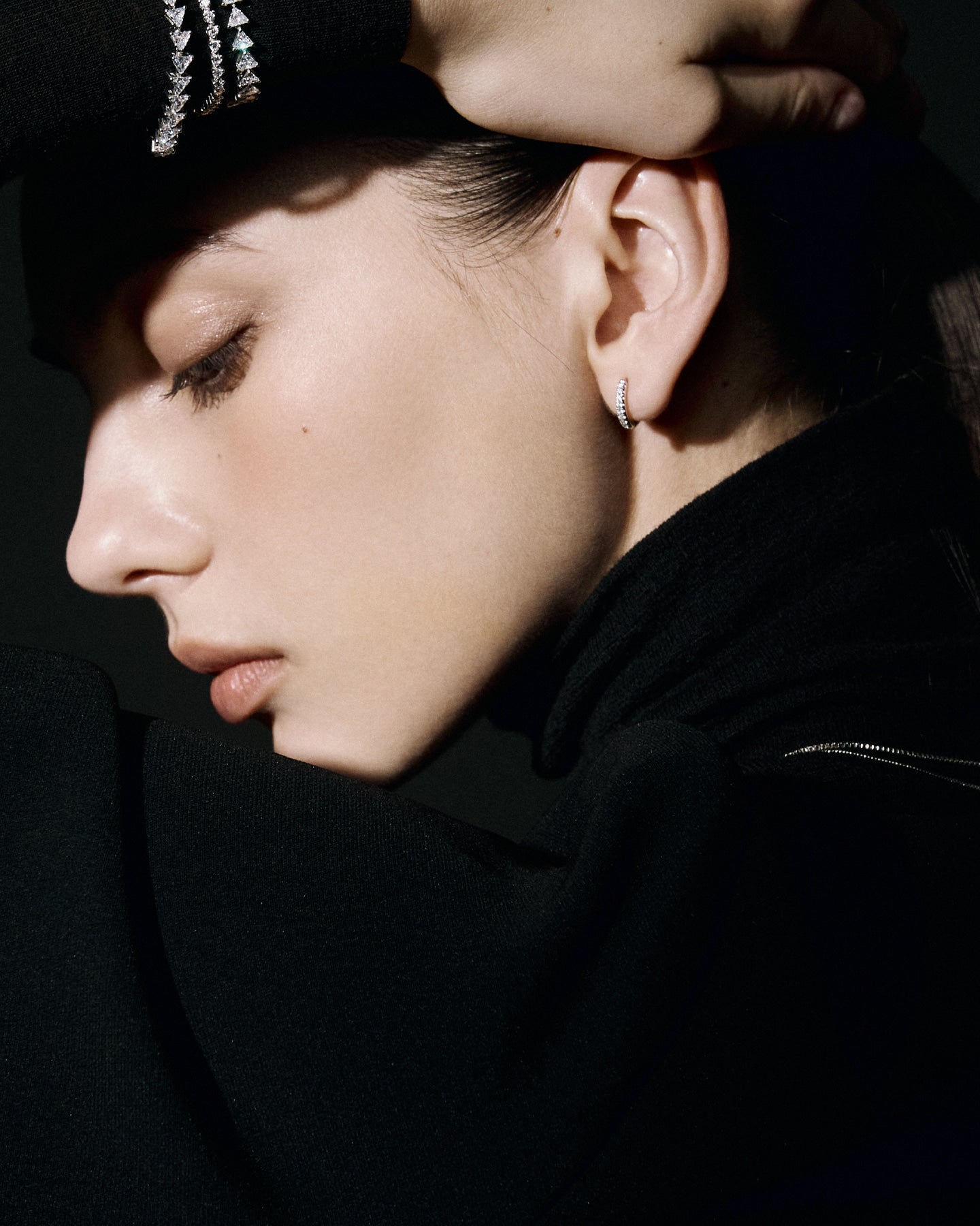 Numbering - Basic Pave Hoop Earrings #3122 product image 2 | TRAB K-Fashion Australia