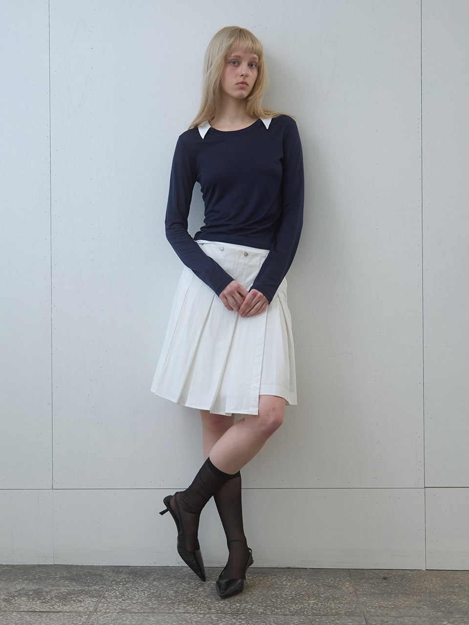Kijun - Collar Jersey Top (Navy) product image 4 | TRAB K-Fashion Australia