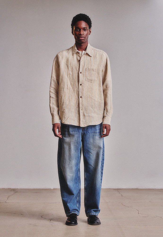 Art if acts - One Tuck Curve Denim Pants (Washed Blue) product image 2 | TRAB K-Fashion Australia