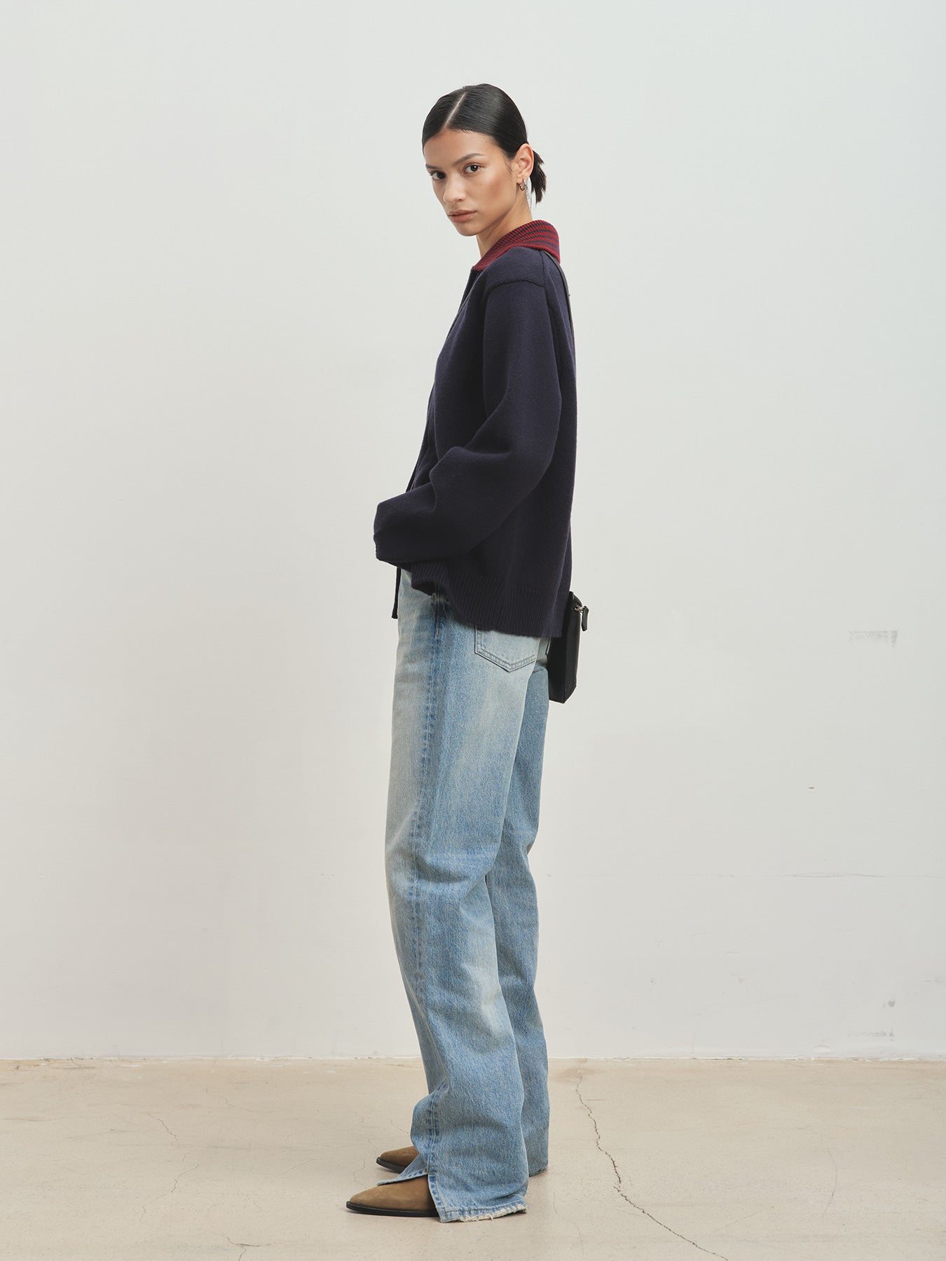 Tonywack - Contrast Collar Full-Zip Blouson (Navy) product image 2 | TRAB K-Fashion Australia
