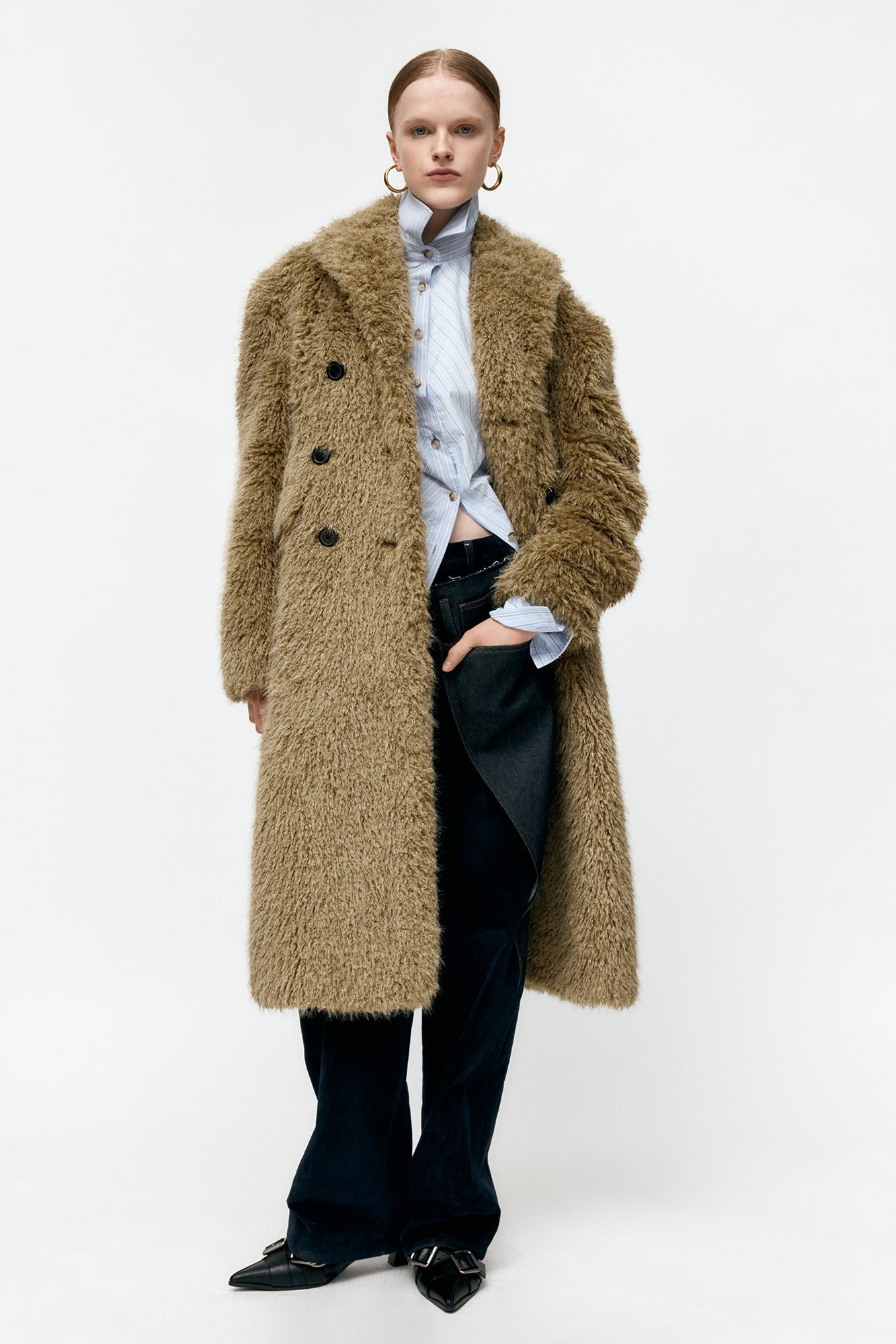 Andersson Bell - Fields Fur Buttons Coat (Khaki) product image 1 | TRAB K-Fashion Australia