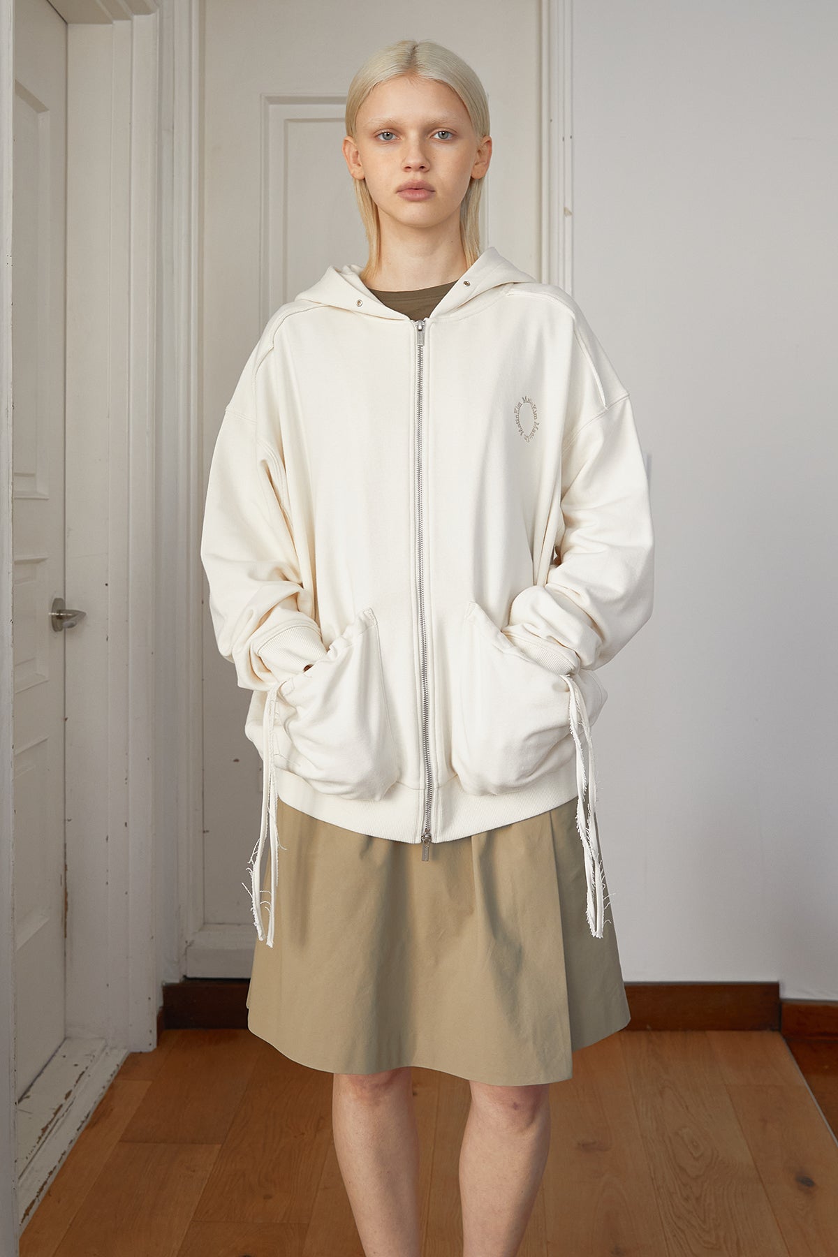 Matin Kim - Volume Pocket Hoody Zip Up (Cream) product image 12 | TRAB K-Fashion Australia