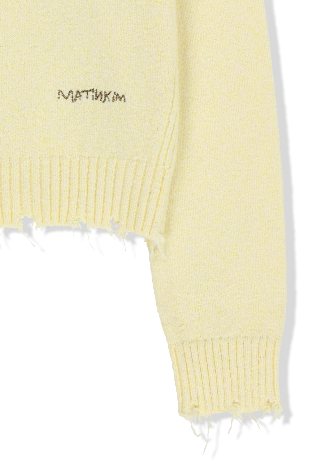 Matin Kim - Distressed Hem V Neck Knit Pullover (Light Yellow) product image 4 | TRAB K-Fashion Australia
