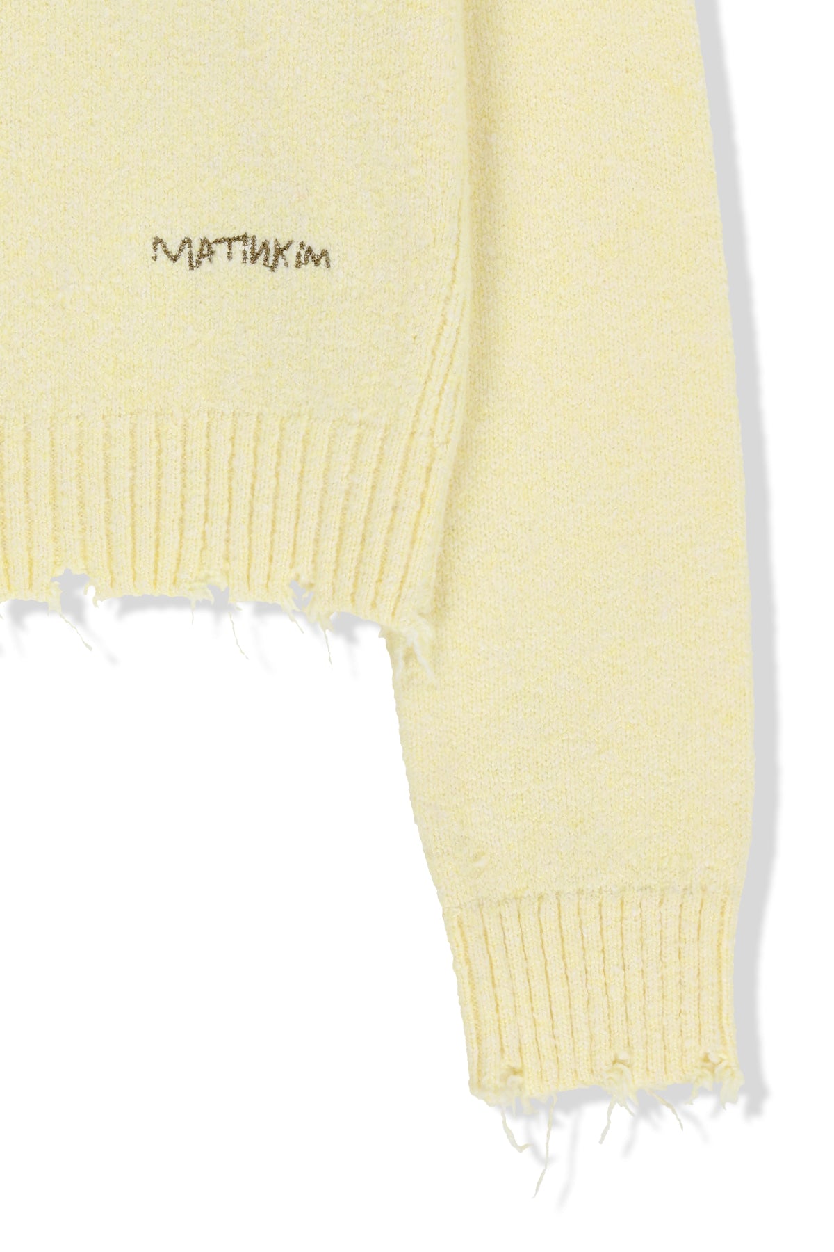 Matin Kim - Distressed Hem V Neck Knit Pullover (Light Yellow) product image 4 | TRAB K-Fashion Australia