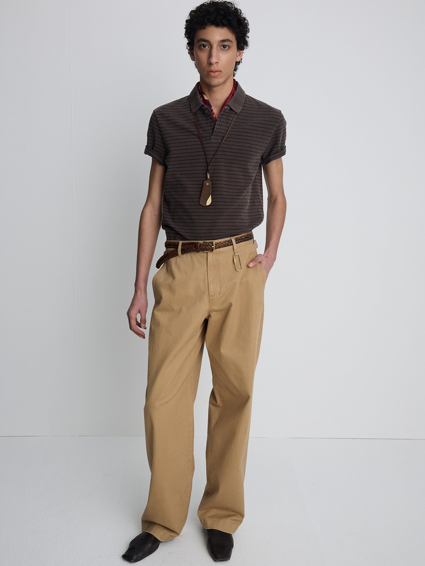 Tonywack - Garment Dyed Stripe Piqué Polo (Faded Brown) | TRAB K-Fa