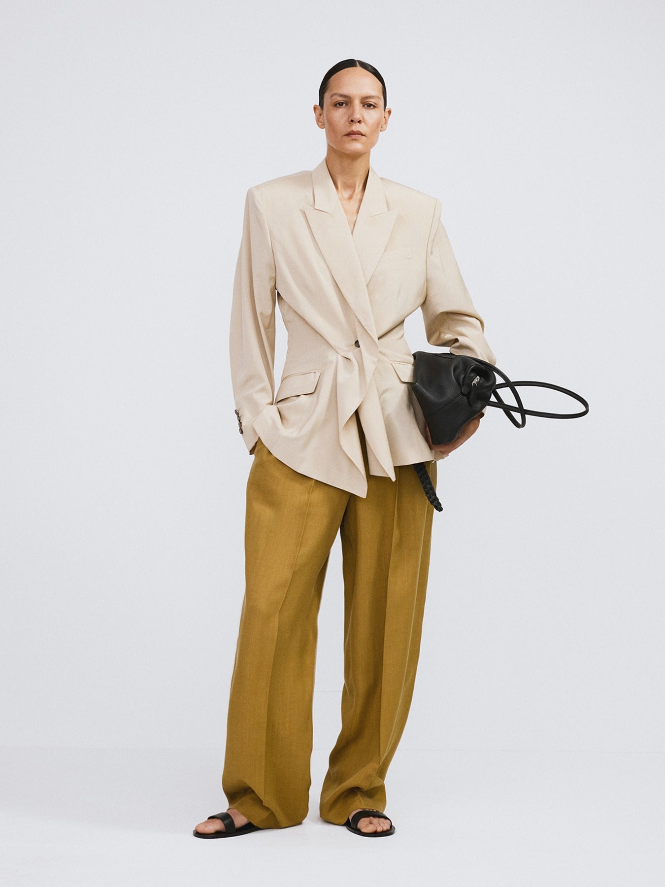 Recto - Drape Detail Suit Jacket (Light Beige) product image 1 | TRAB K-Fashion Australia