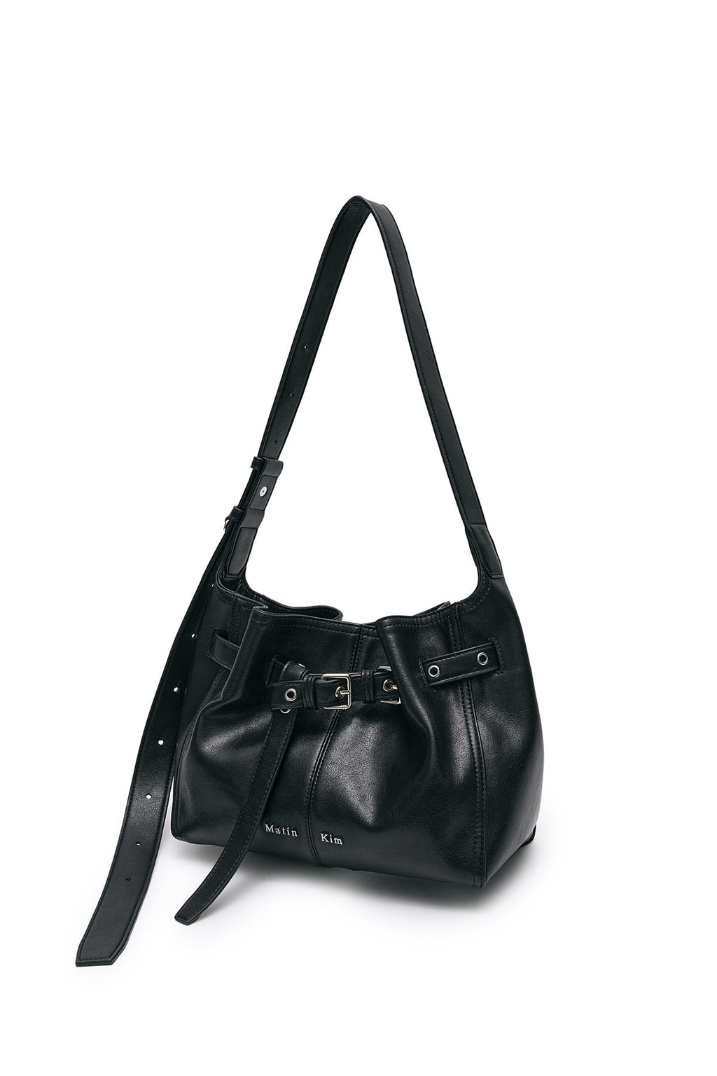 Matin Kim - Belted Volunn Small Bucket Bag (Black) product image 2 | TRAB K-Fashion Australia