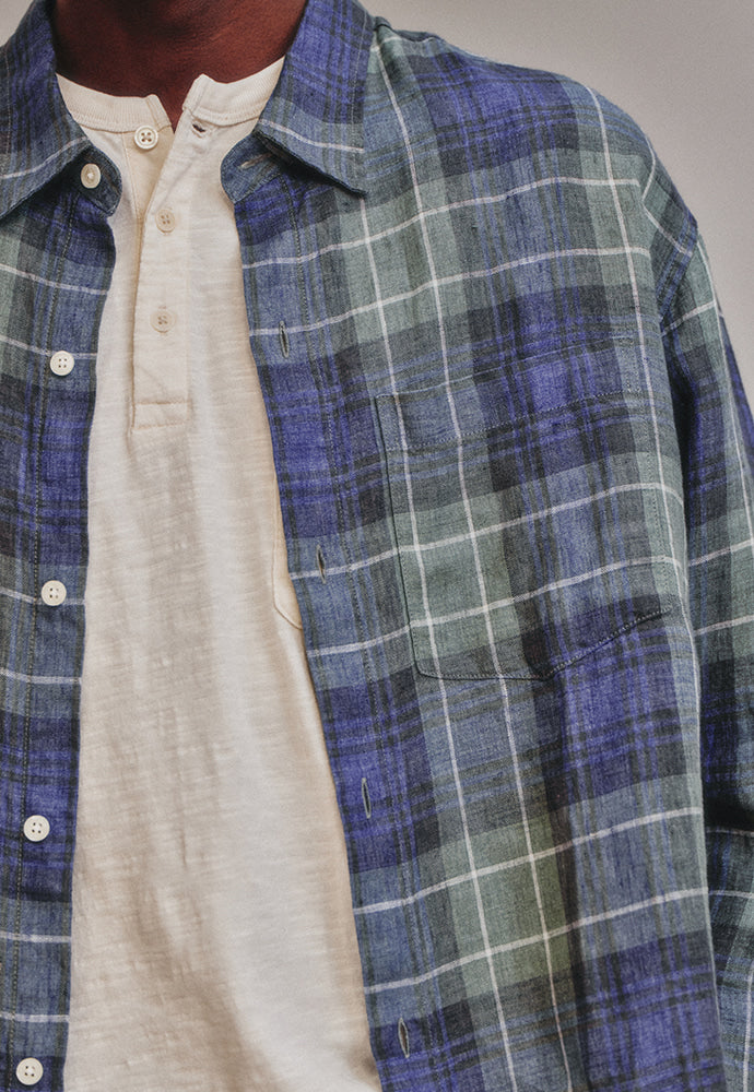 Art if acts - Linen French Check Shirt (Khaki/Blue) product image 2 | TRAB K-Fashion Australia