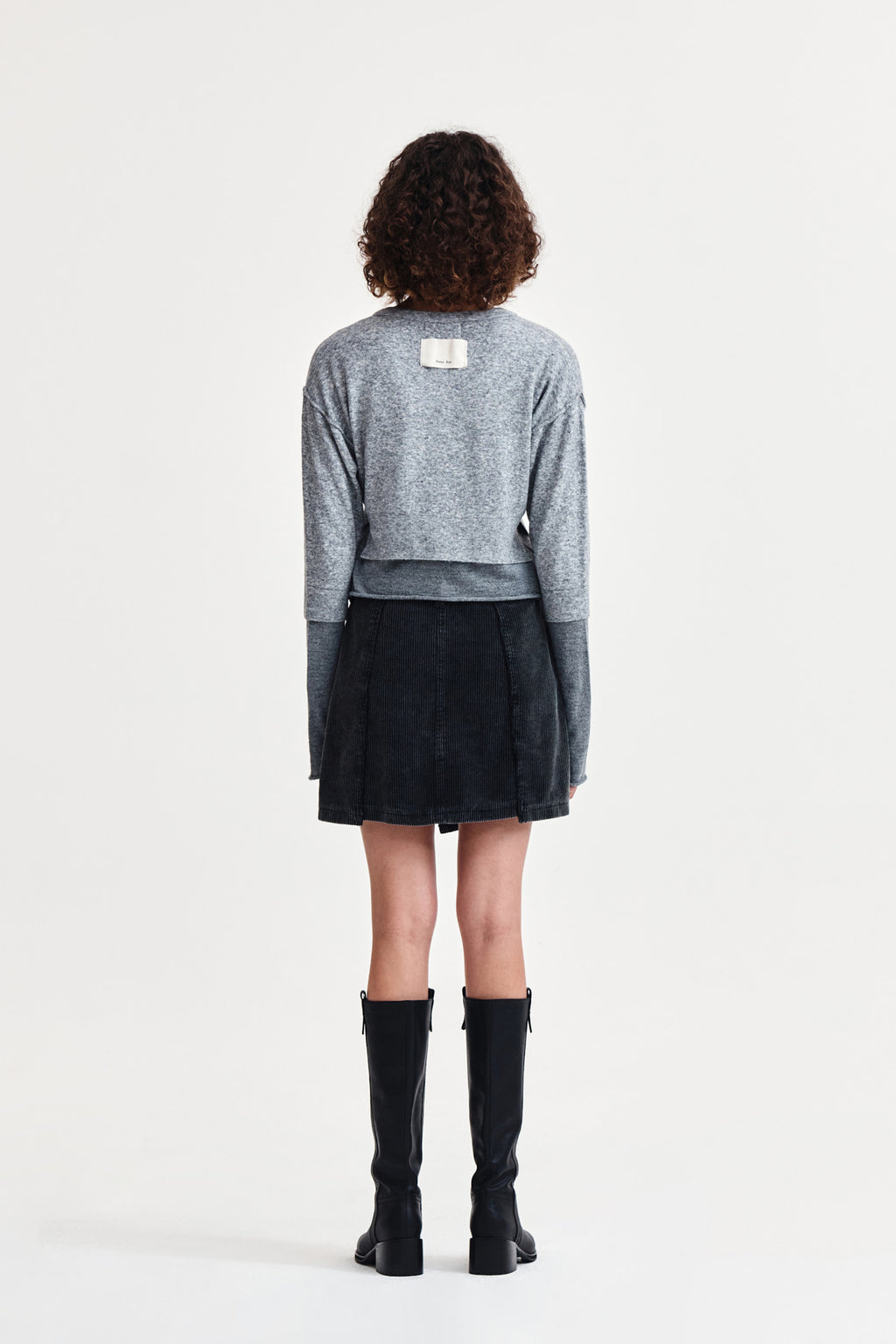 Matin Kim - Layered Texture Knit Cardigan (Grey) product image 7 | TRAB K-Fashion Australia