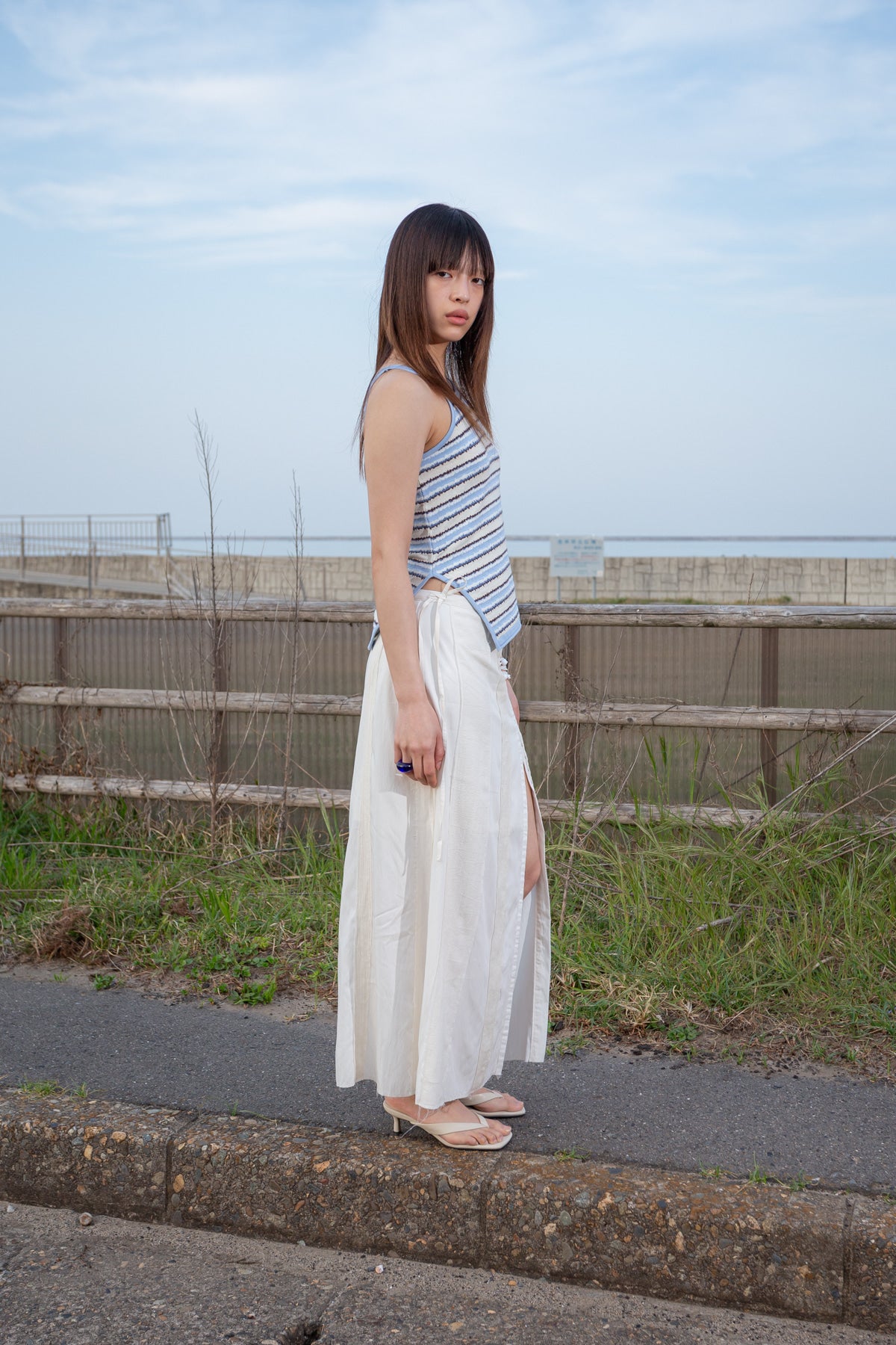 Matin Kim - Hook And Eye String Long Skirt (Ivory) product image 8 | TRAB K-Fashion Australia