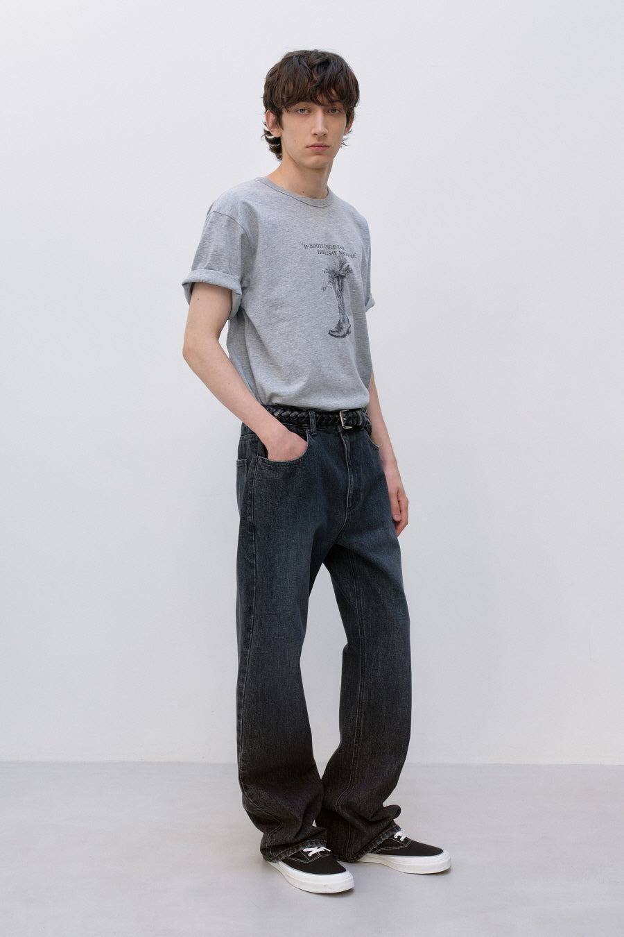 Insilence - Western Boots Graphic T-shirt (Melange Grey) product image 4 | TRAB K-Fashion Australia