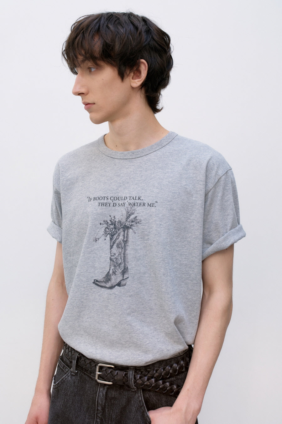 Insilence - Western Boots Graphic T-shirt (Melange Grey) product image 3 | TRAB K-Fashion Australia