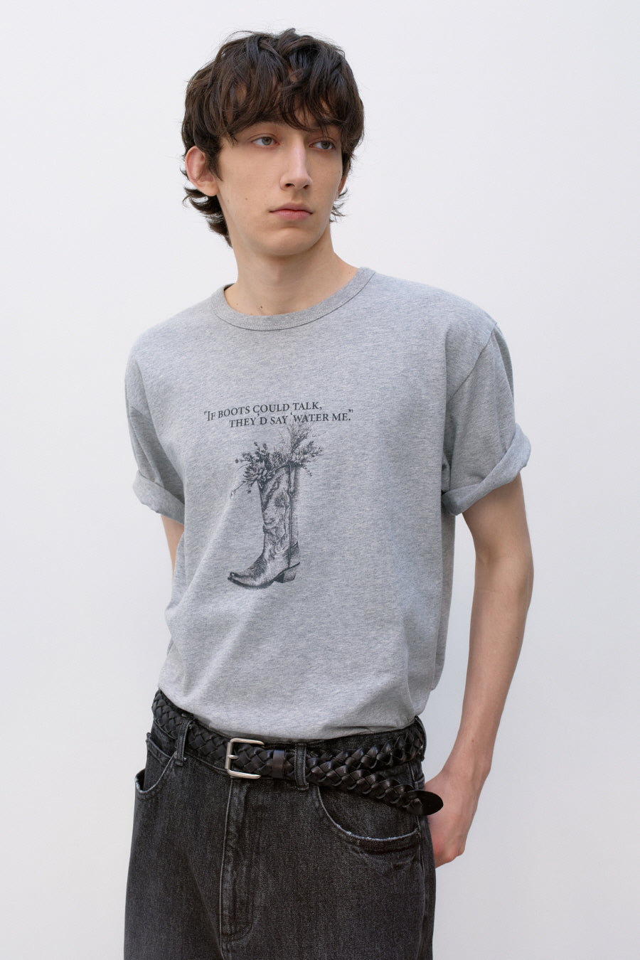 Insilence - Western Boots Graphic T-shirt (Melange Grey) product image 6 | TRAB K-Fashion Australia
