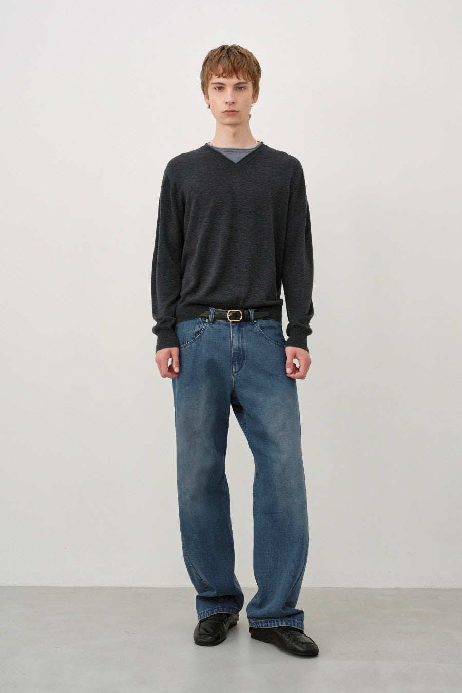 Insilence - Double-layered V-neck Knit (Charcoal) product image 3 | TRAB K-Fashion Australia