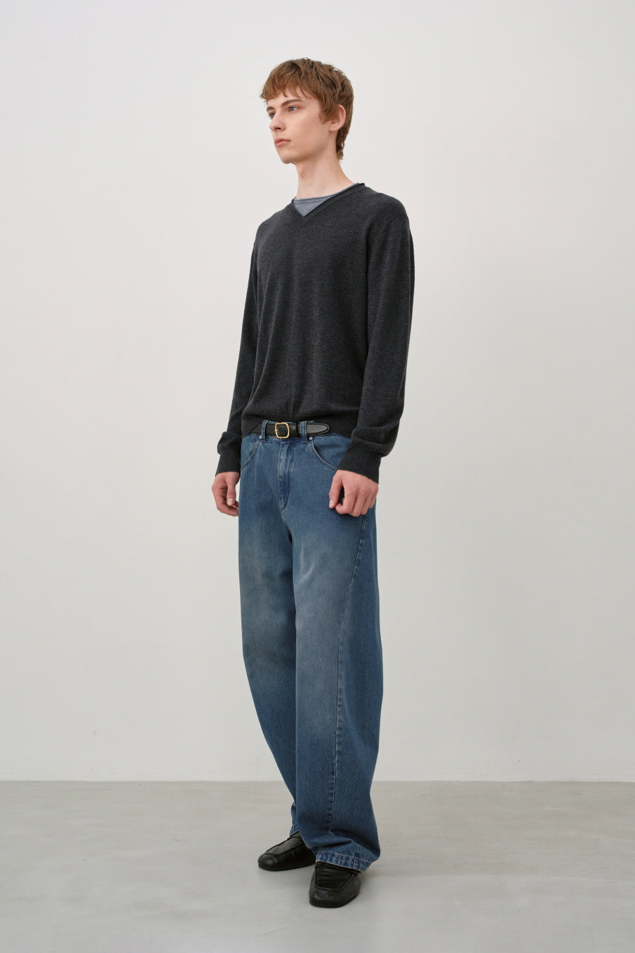 Insilence - Double-layered V-neck Knit (Charcoal) product image 5 | TRAB K-Fashion Australia