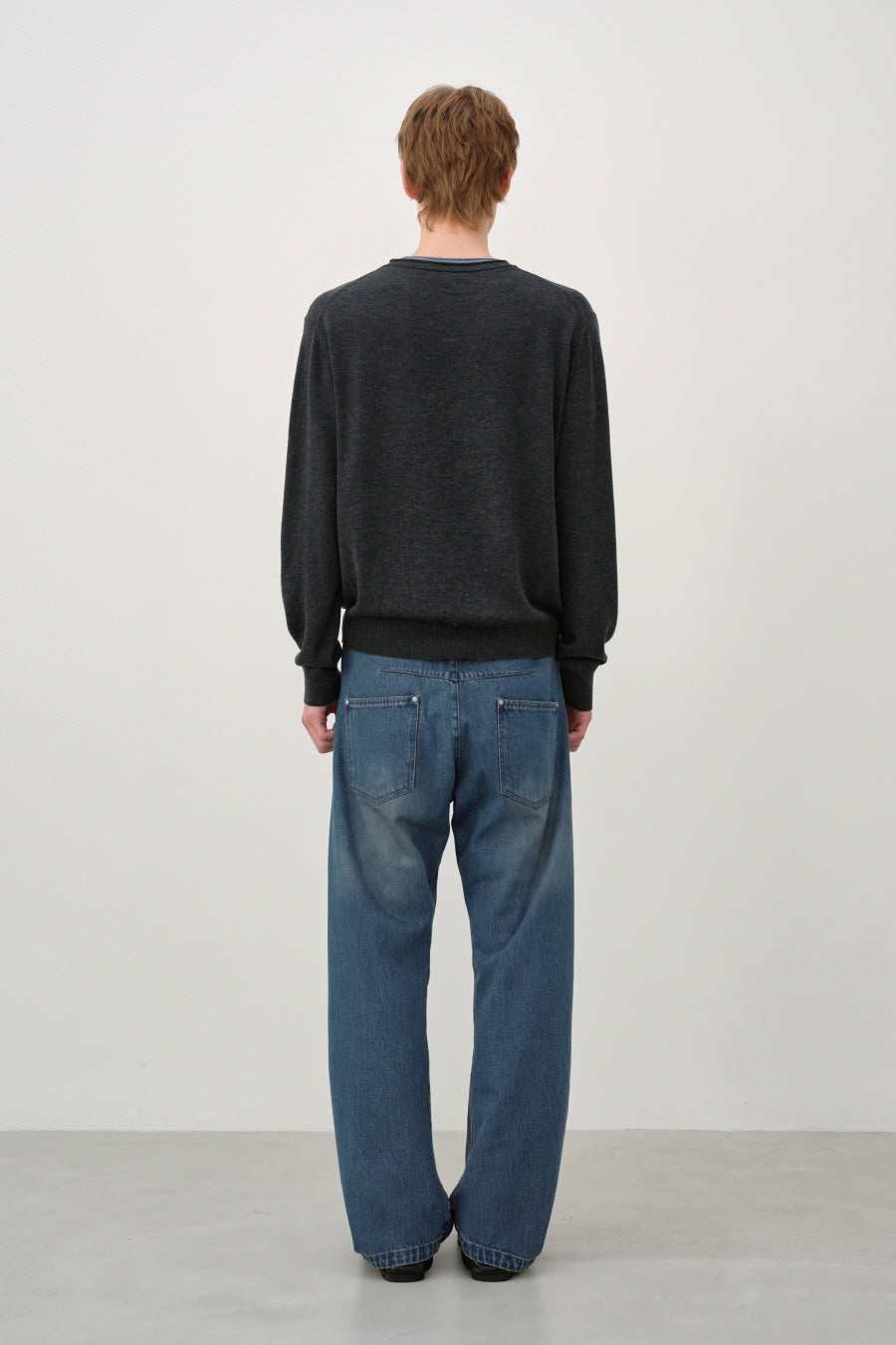 Insilence - Double-layered V-neck Knit (Charcoal) product image 6 | TRAB K-Fashion Australia