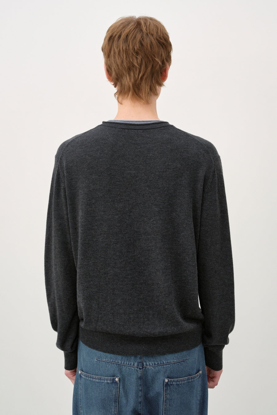Insilence - Double-layered V-neck Knit (Charcoal) product image 2 | TRAB K-Fashion Australia