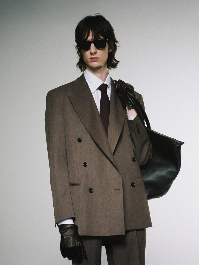 Tonywack - Melange Wool Double-Breasted Tailored Jacket (Hazelnut) product image 8 | TRAB K-Fashion Australia