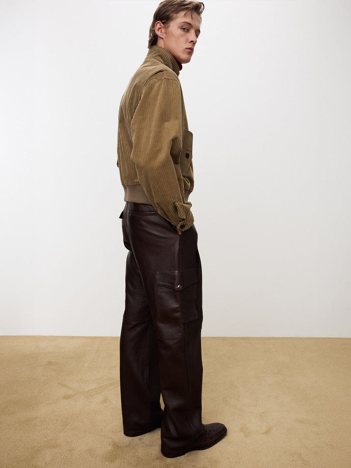 Tonywack - Naked Lamb Leather Wide Cargo Pants (Brown) product image 1 | TRAB K-Fashion Australia