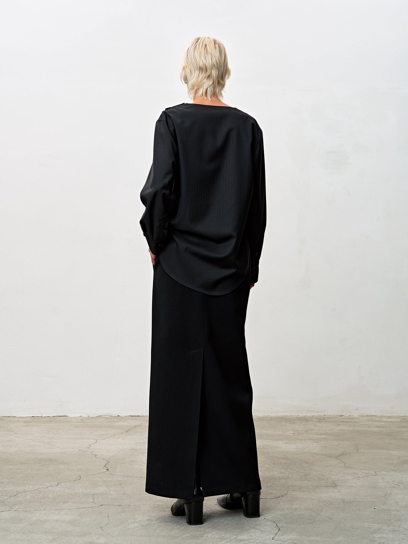 Tonywack - Herringbone Wool Cowl-Neck Blouse (Black) product image 4 | TRAB K-Fashion Australia