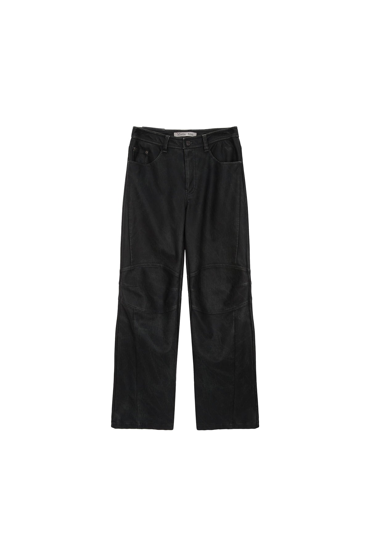 Matin Kim - Biker Detail Washed Leather Pants (Khaki) product image 1 | TRAB K-Fashion Australia