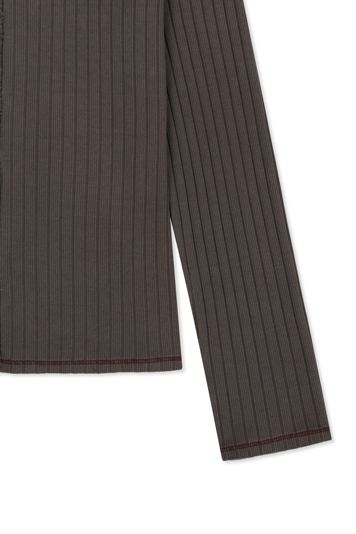 Matin Kim - Vintage Washed Ribbed Snap Top (Brown) product image 4 | TRAB K-Fashion Australia