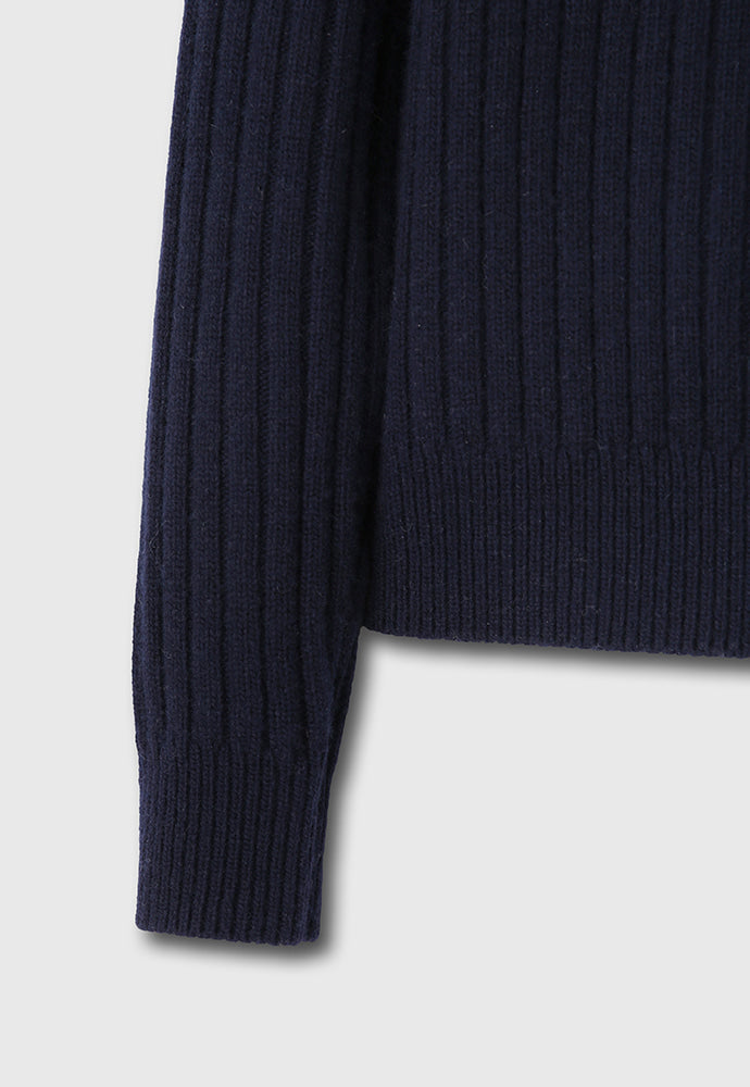 Tonywack - Wool And Cashmere Raglan Zip Sweater (Dark Navy) product image 11 | TRAB K-Fashion Australia