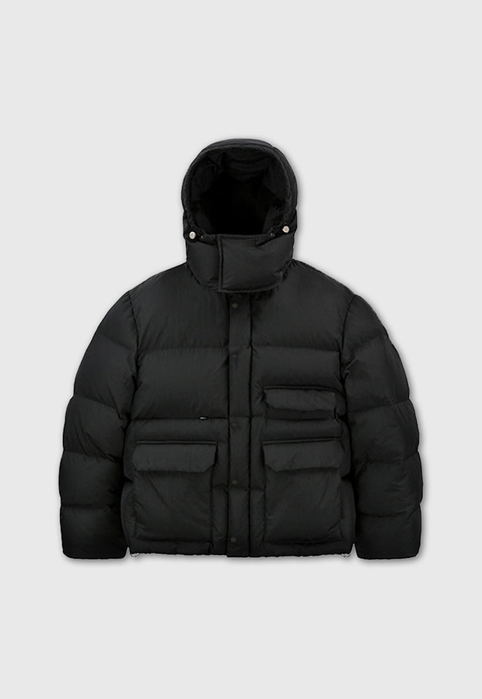 Tonywack - Technical Shell Short Puffer Down Jacket (Detachable Hood) (Black) product image 10 | TRAB K-Fashion Australia