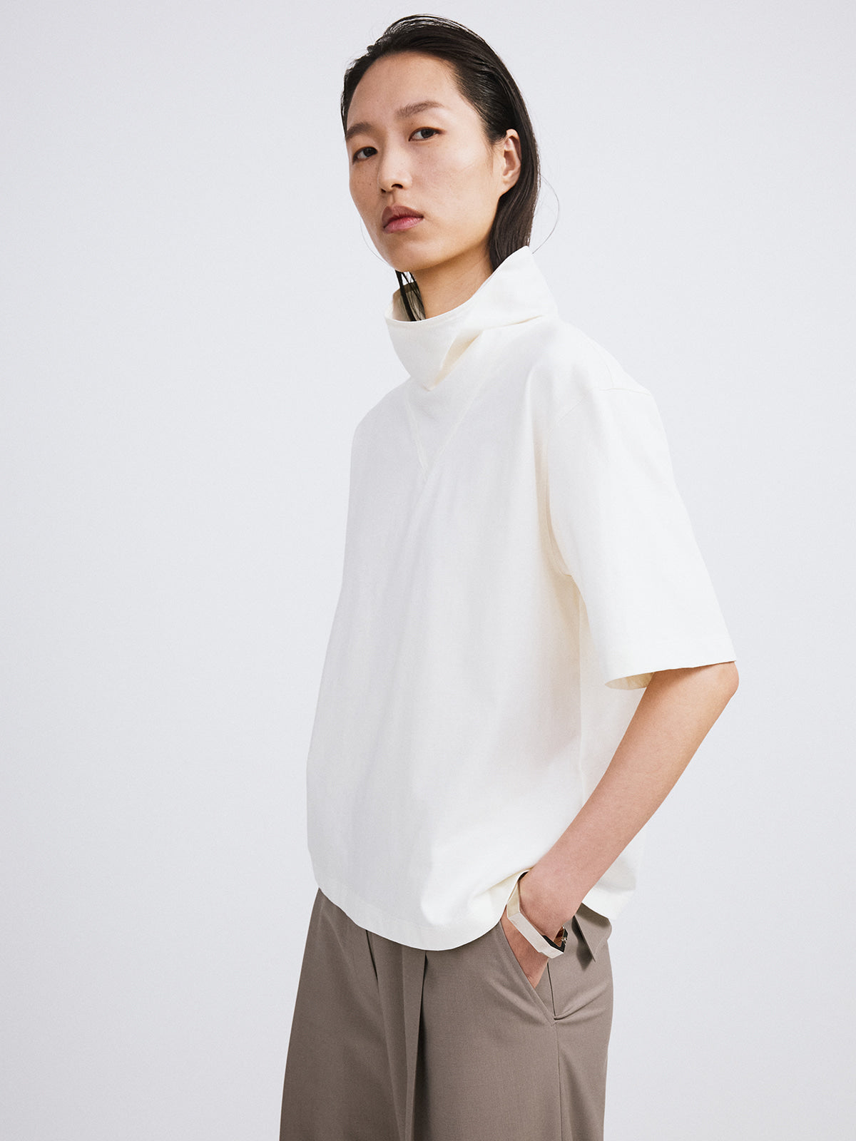 Recto - Scarf Neck Cotton Top (Bean Ivory) product image 4 | TRAB K-Fashion Australia