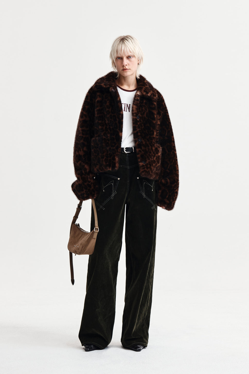 Matin Kim - Leopard Fur Crop Jacket (Brown) product image 9 | TRAB K-Fashion Australia