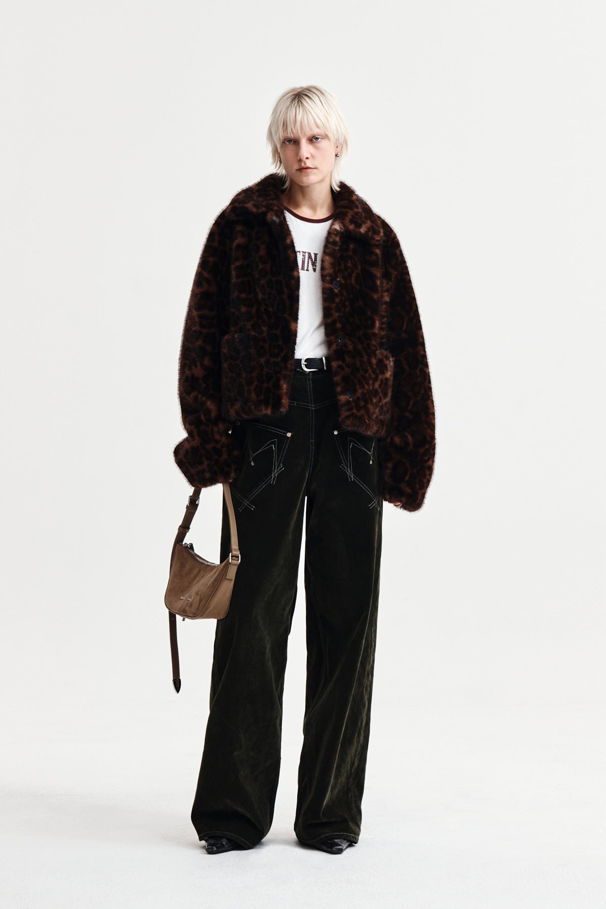 Matin Kim - Leopard Fur Crop Jacket (Brown) product image 9 | TRAB K-Fashion Australia