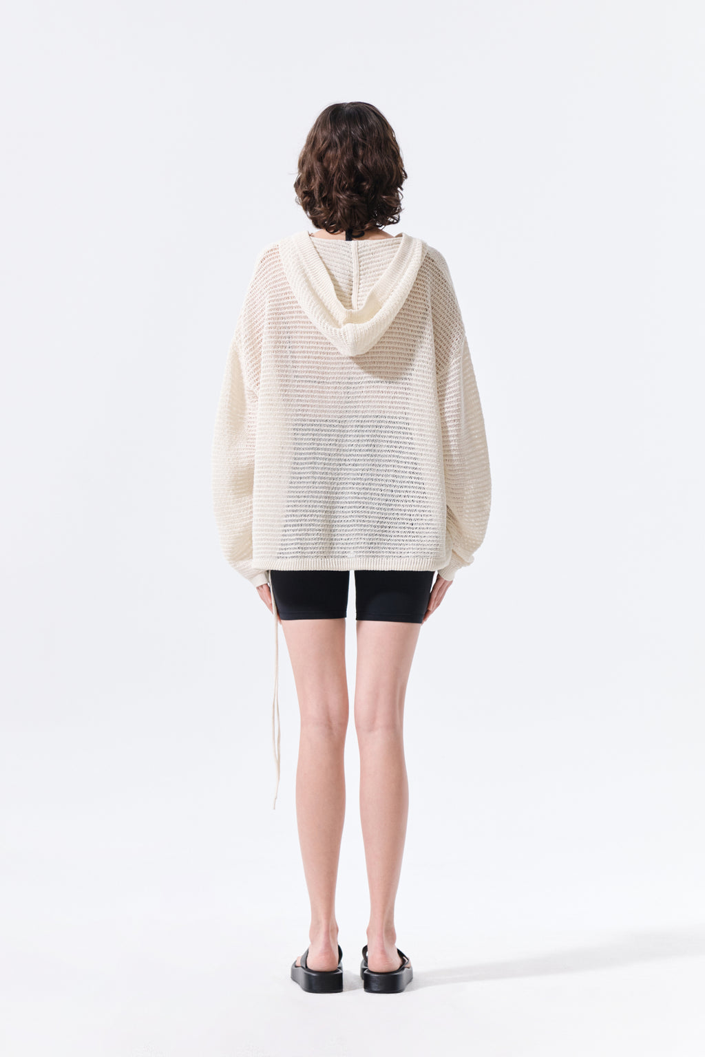 Matin Kim - Oversized Mesh Knit Hoodie (Cream) product image 7 | TRAB K-Fashion Australia