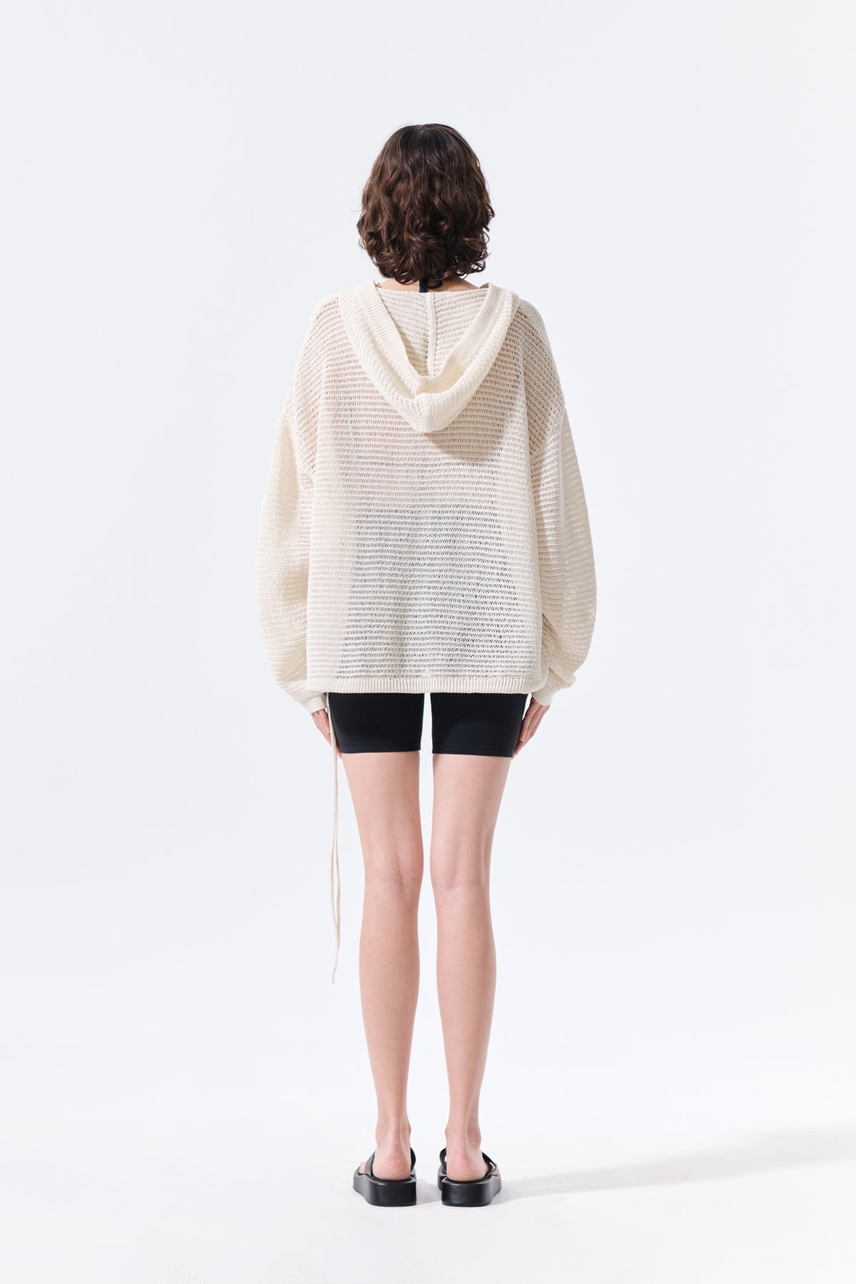 Matin Kim - Oversized Mesh Knit Hoodie (Cream) product image 7 | TRAB K-Fashion Australia