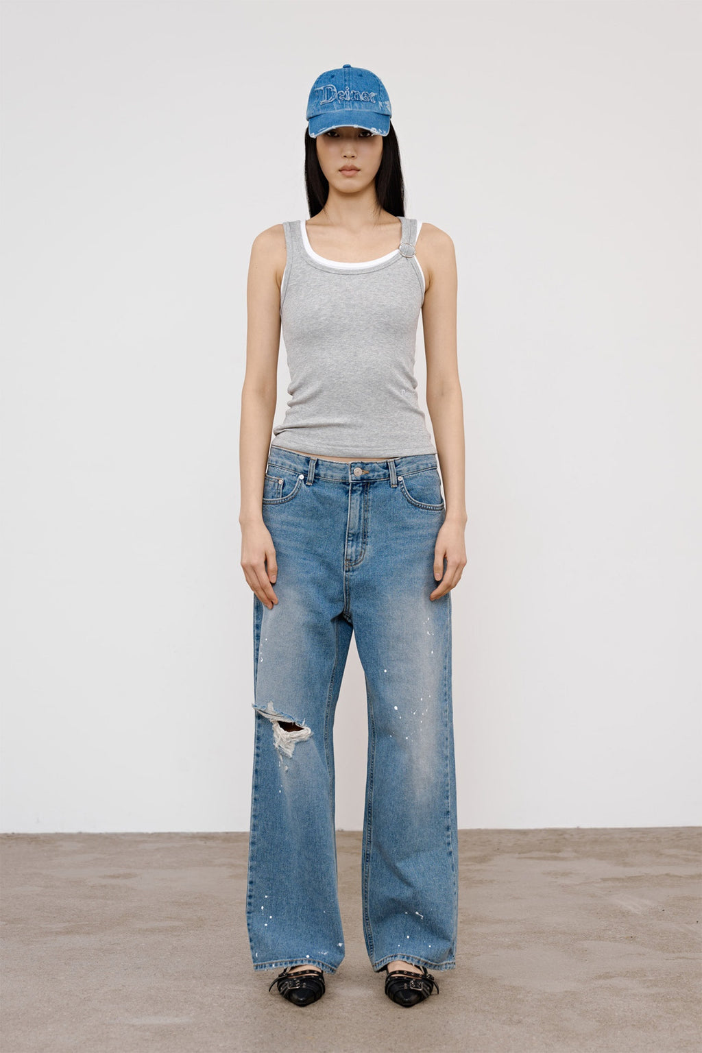 Deinet - Painted Logo Point Jeans (Blue) product image 1 | TRAB K-Fashion Australia