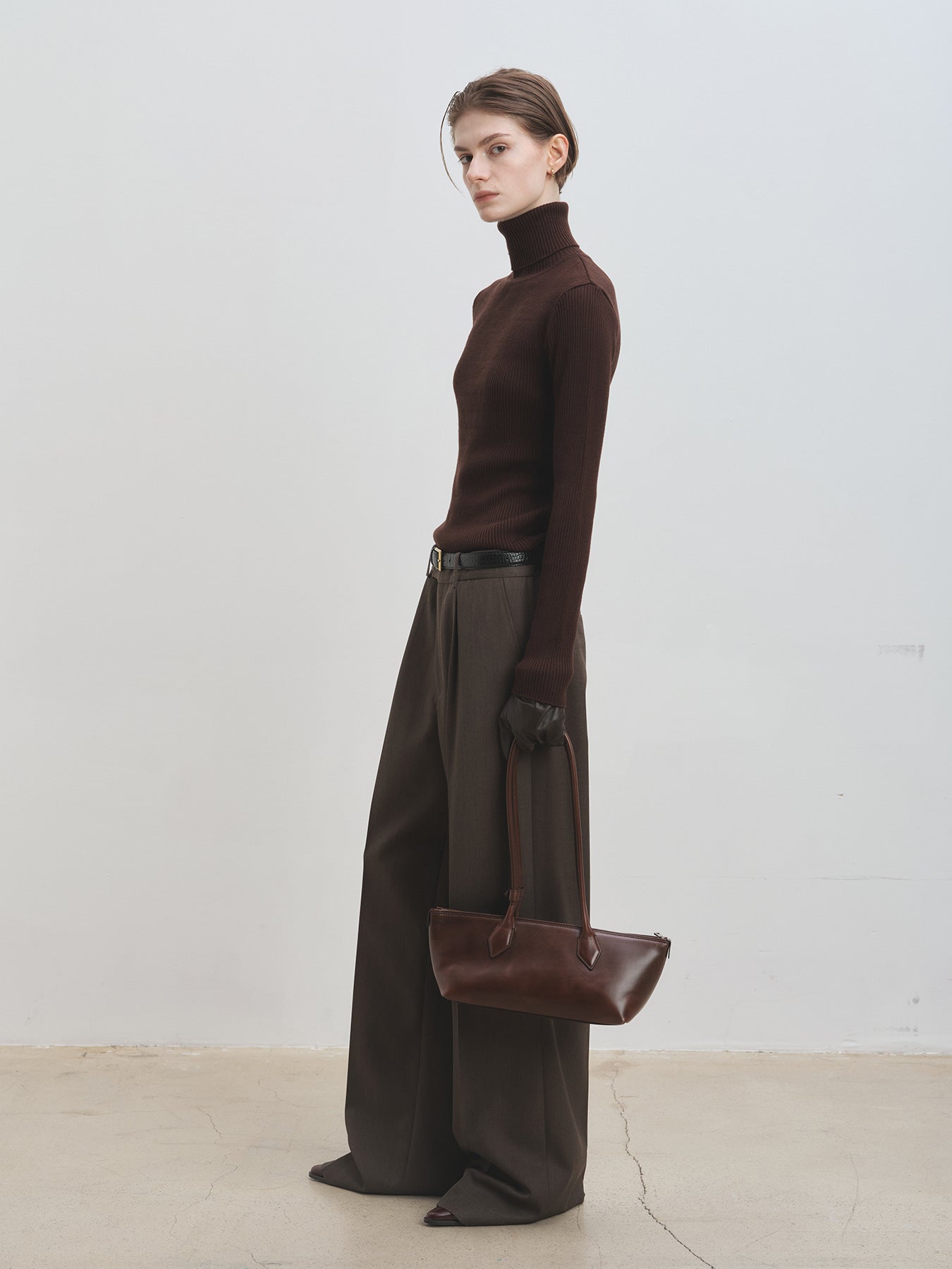 Tonywack - Slim-Fit Ribbed Turtleneck (Brown) product image 2 | TRAB K-Fashion Australia
