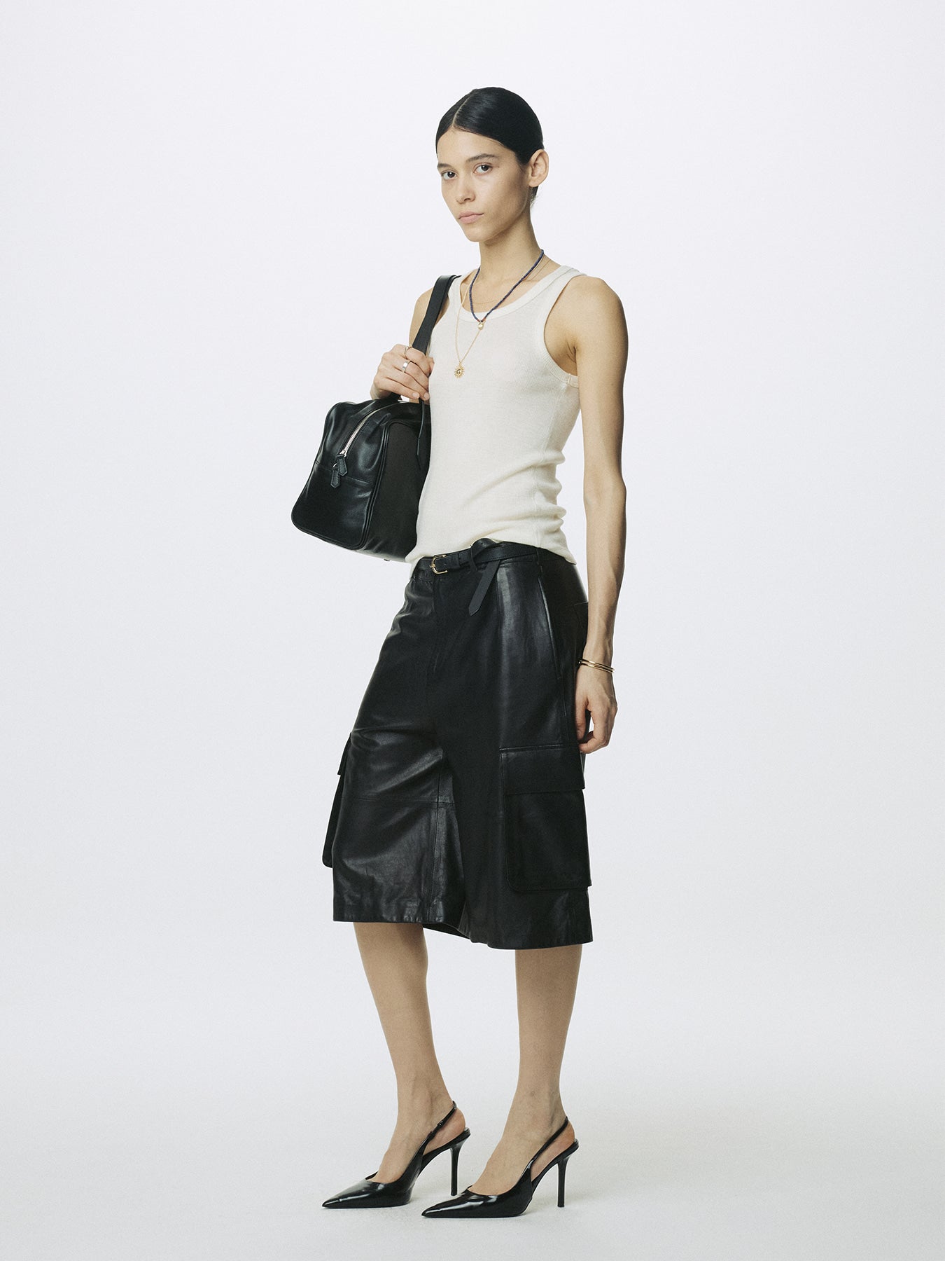 Tonywack - Lamb Leather Cargo Shorts (Black) product image 2 | TRAB K-Fashion Australia