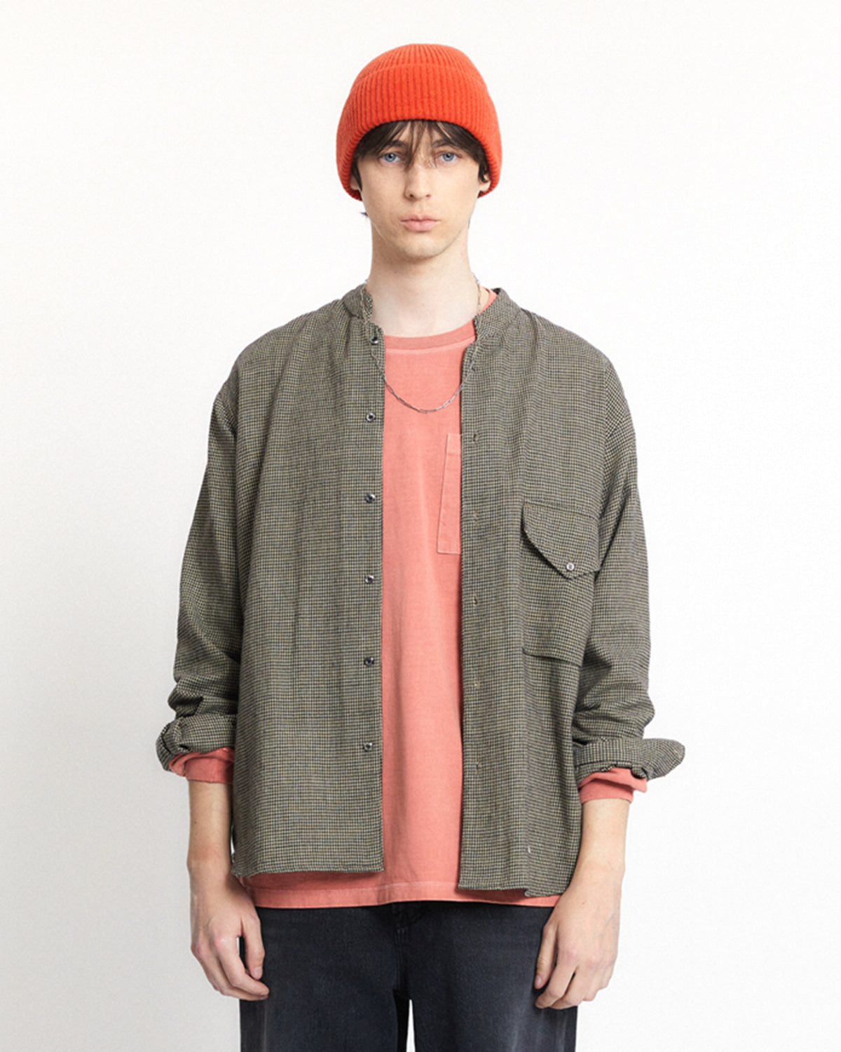 Eastlogue - Banded Collar Shirts (Black Hound Tooth) product image 2 | TRAB K-Fashion Australia