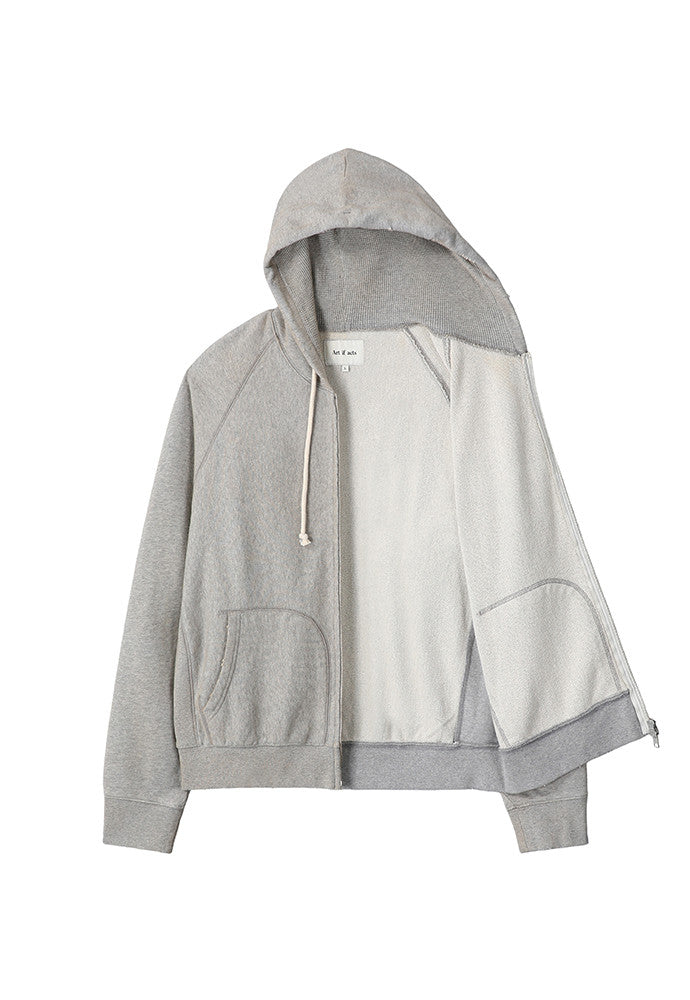 Art if acts - Garment Dyed Sweat Hooded Zip-Up (Melange Grey) product image 8 | TRAB K-Fashion Australia