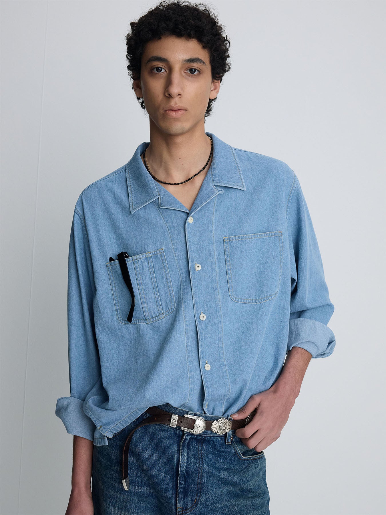 Tonywack - Two Pocket Soft Denim Shirt (Light Indigo) product image 6 | TRAB K-Fashion Australia