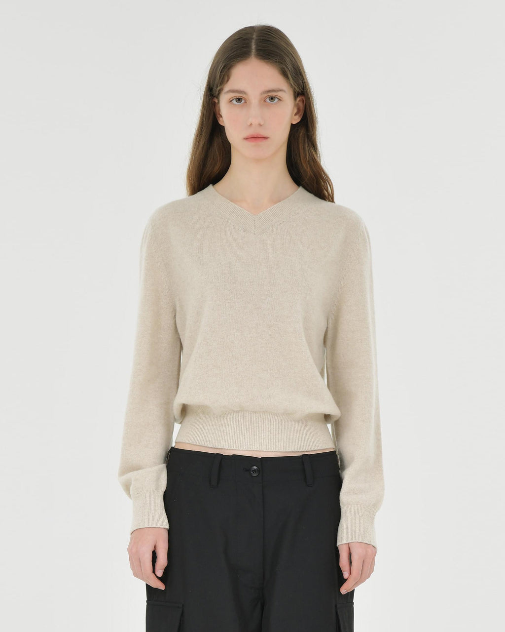 Brownyard - Extra Super Fine V Neck Knit (Beige) product image 1 | TRAB K-Fashion Australia