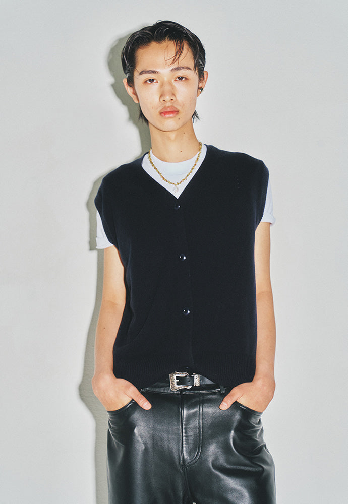 Tonywack - Super Fine Tropical Wool Button Up Vest (Dark Navy) product image 4 | TRAB K-Fashion Australia