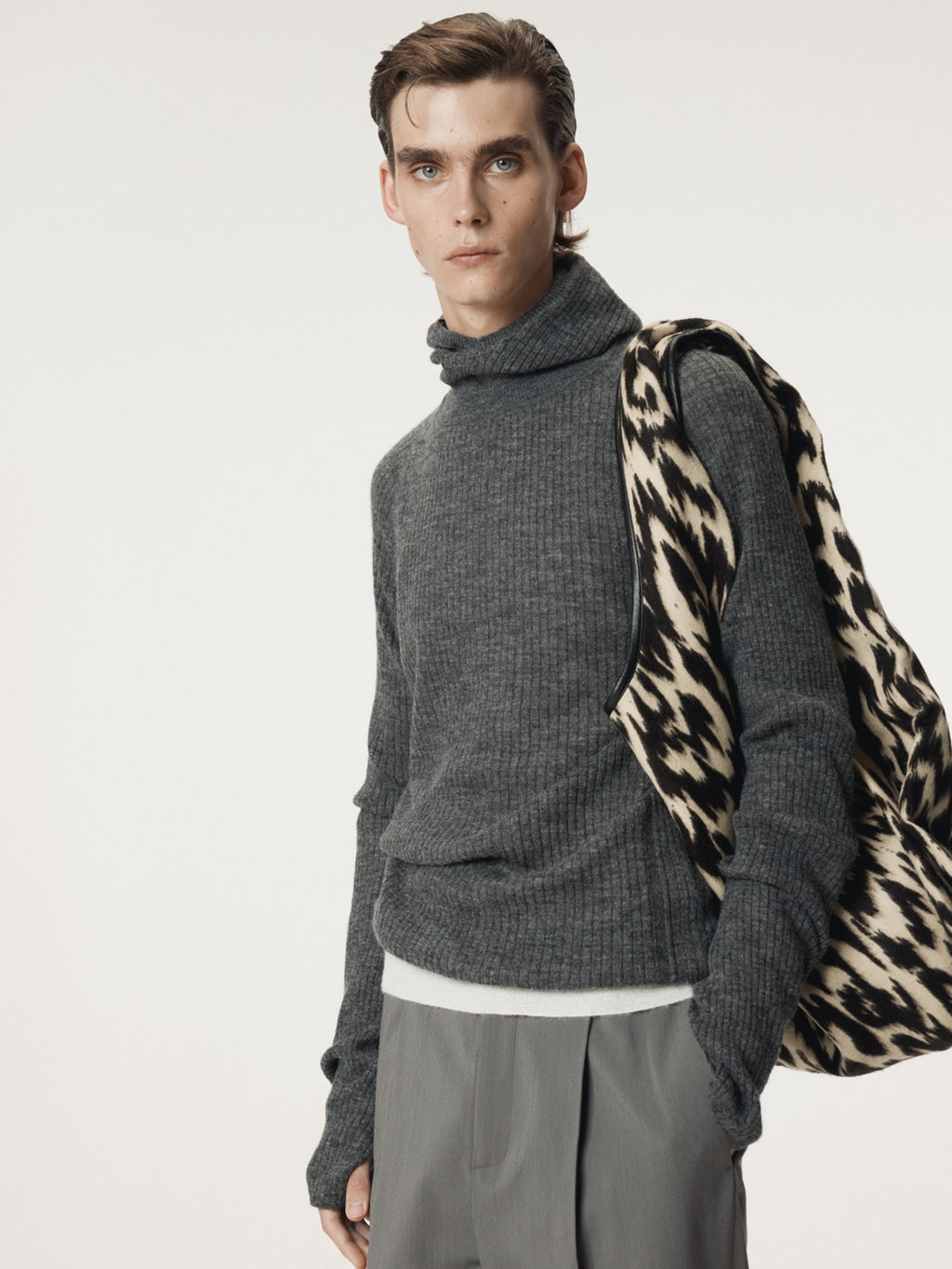 Recto - Slim Fit Balaclava Knit Top (Charcoal Grey) product image 1 | TRAB K-Fashion Australia